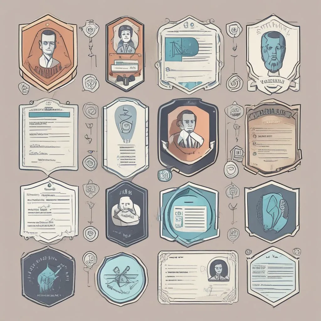 an illustration of digital badges on a resume