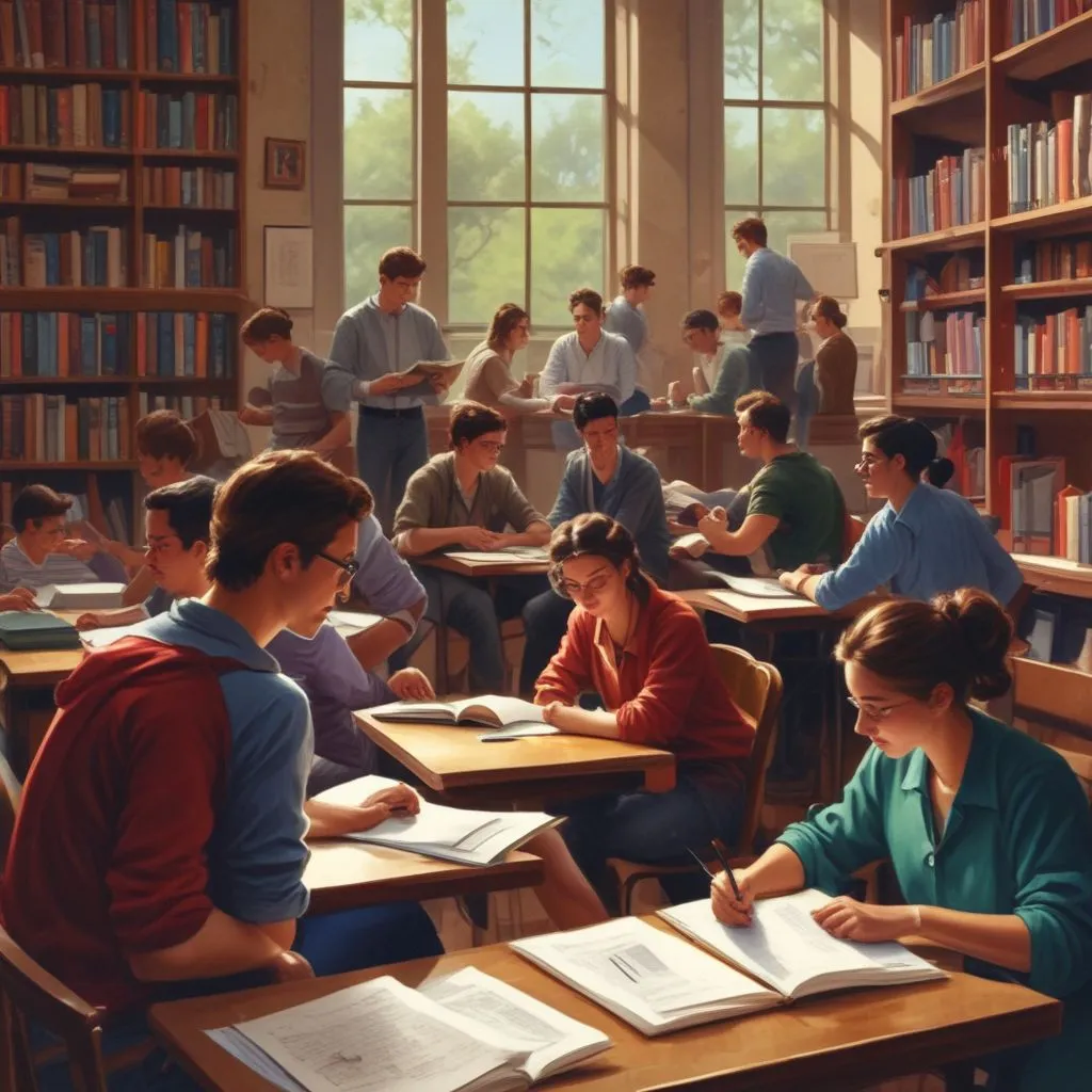 an image of students engaging in various fields of study