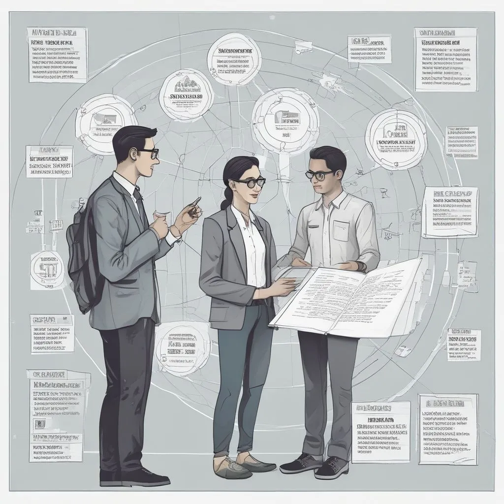 career counsellor showing a roadmap chart to a student and parent, career pathway icons like AI, healthcare, commerce, arts, engineering, realistic professional photo