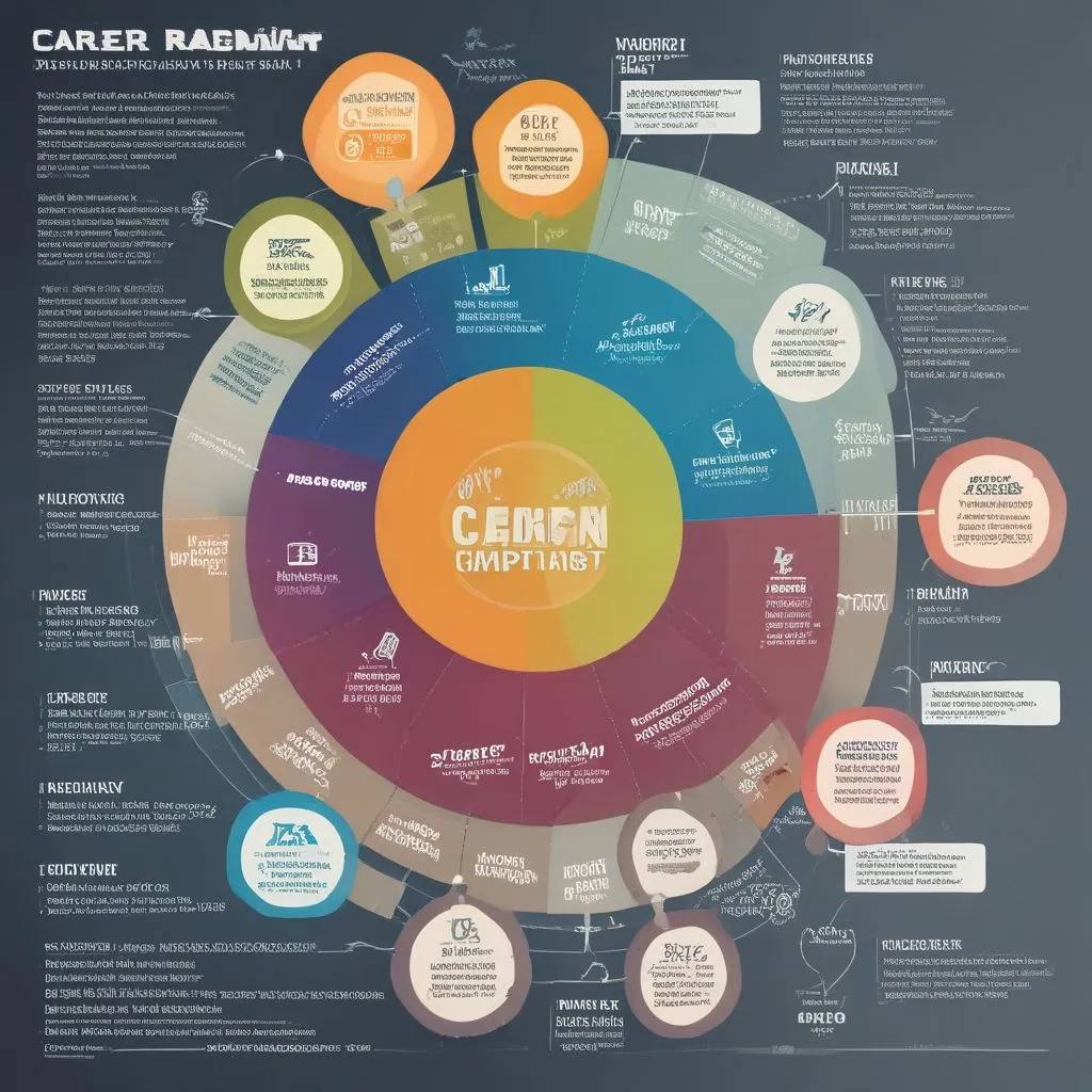 Career roadmap infographic style image showing student interests to skills to career options, modern minimal design, India context