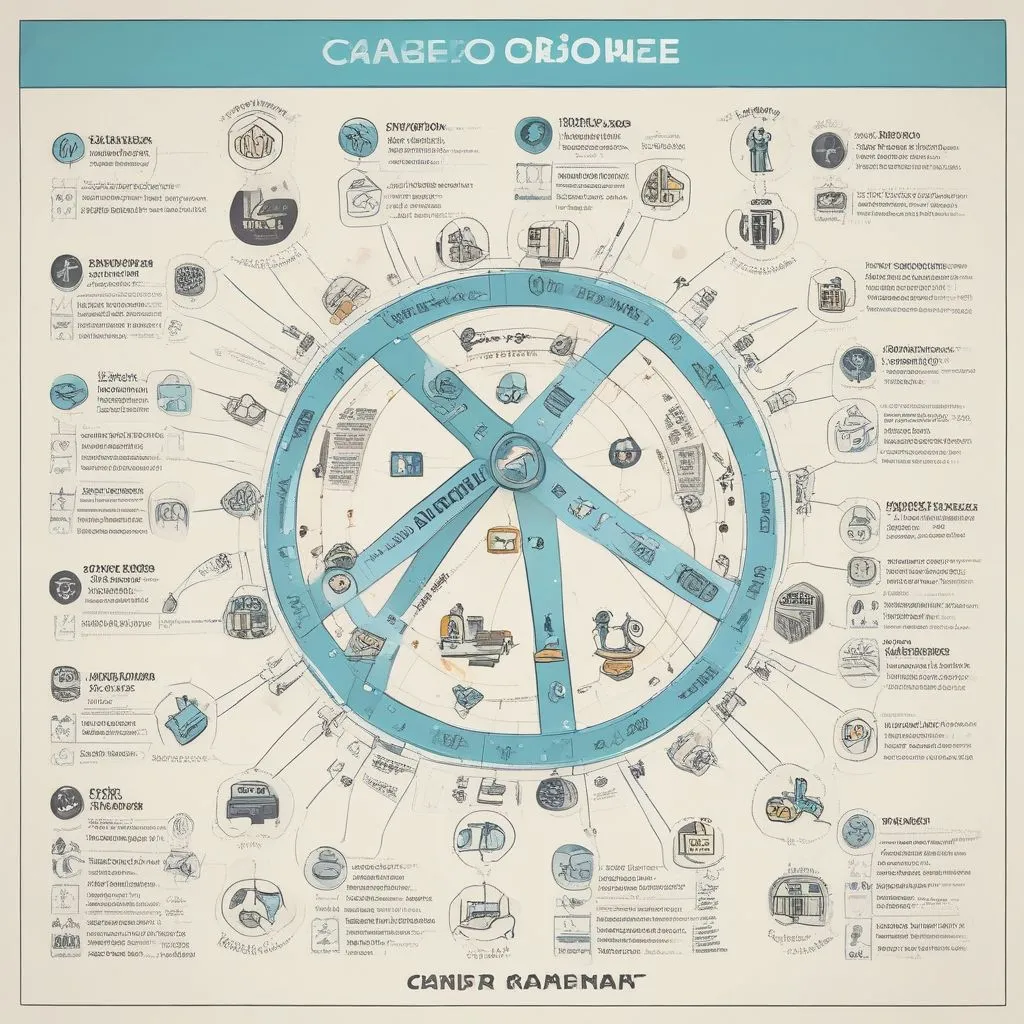 career roadmap mindmap for students after 12th, icons for science commerce arts, clean infographic style, high resolution