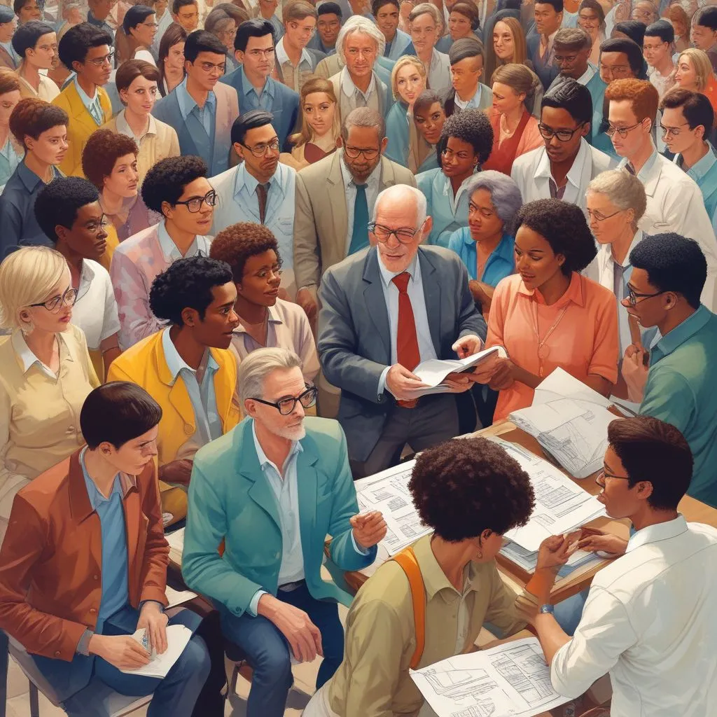 diverse group of non-profit professionals collaborating