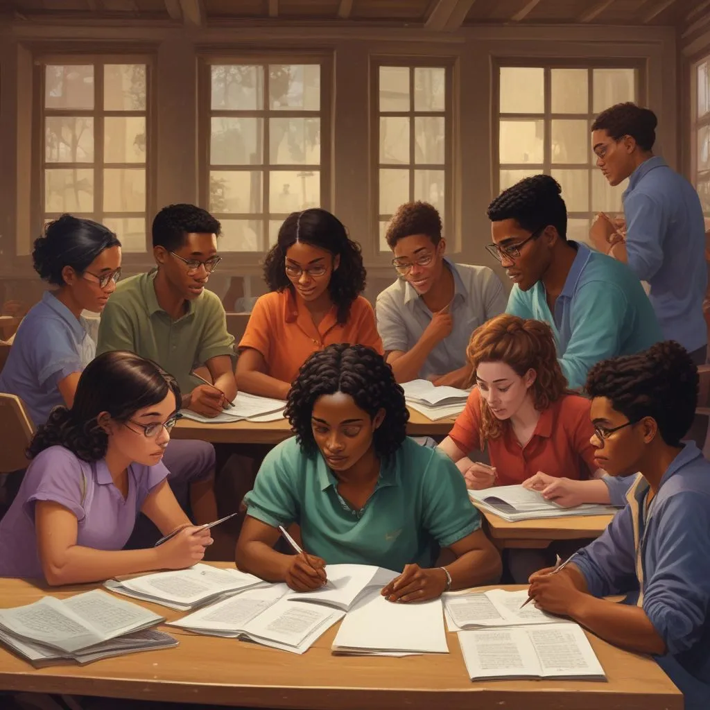 diverse students collaborating on academic writing
