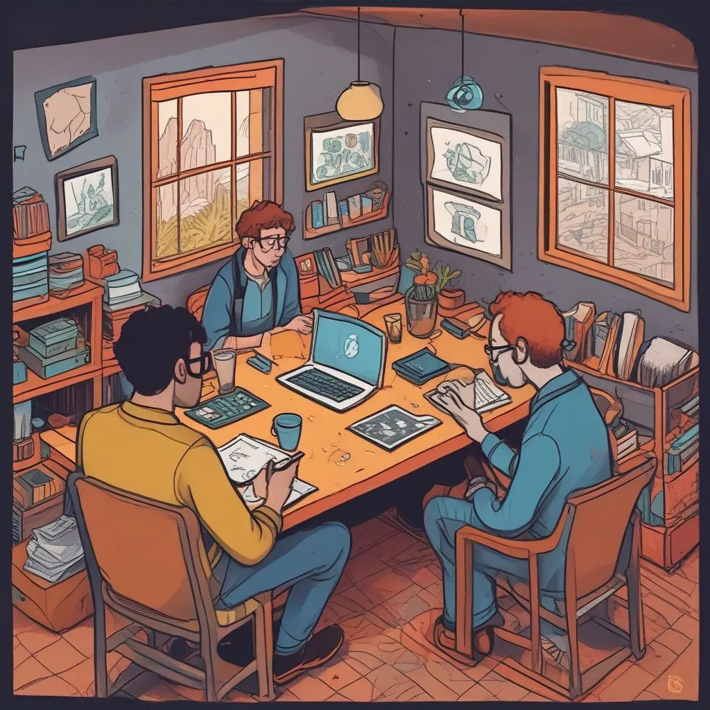 graphic showing remote work collaboration