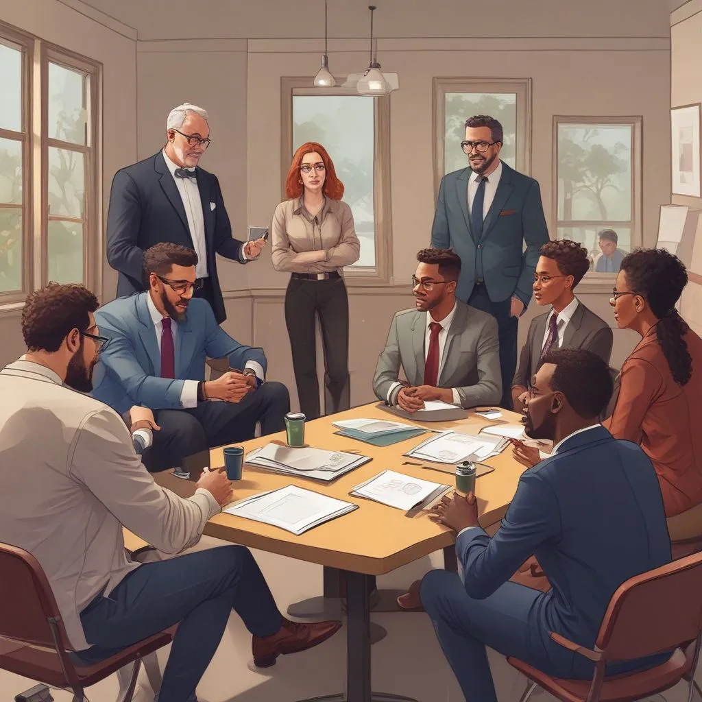 Group of diverse professionals engaged in a mentorship session