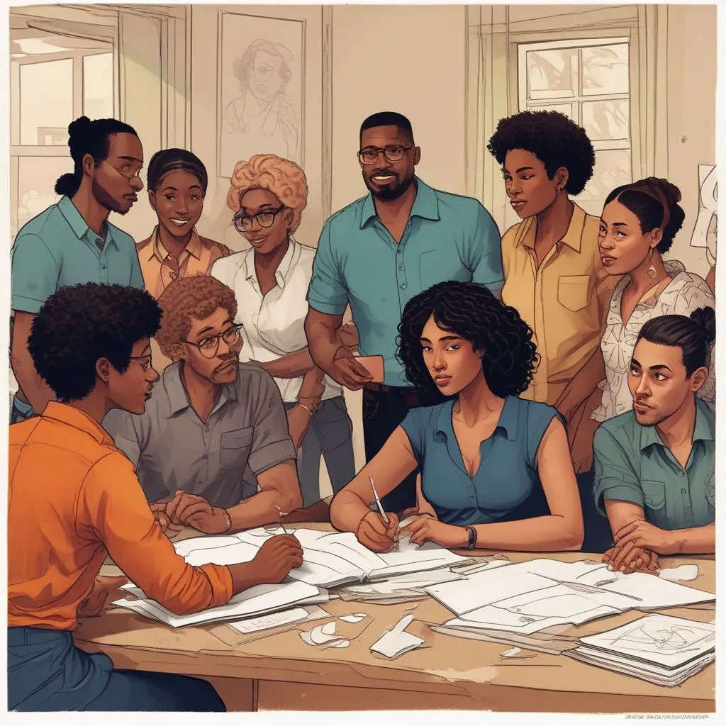 group of diverse professionals learning together