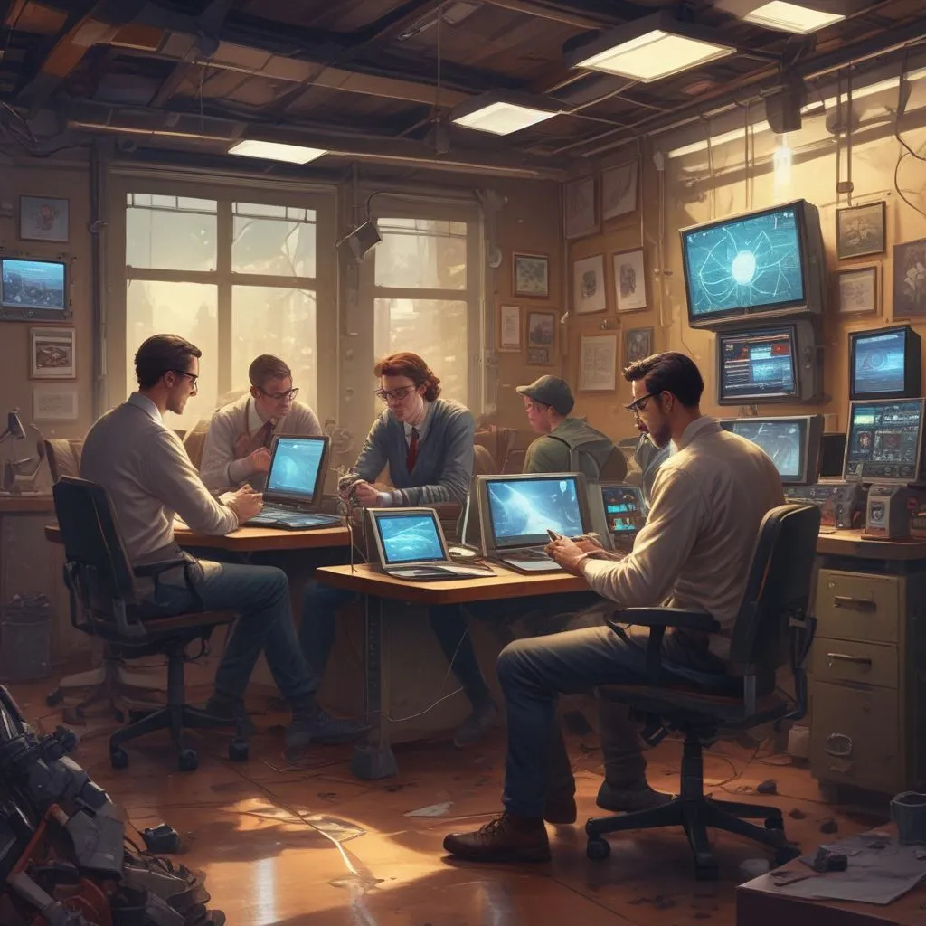 illustration of professionals using advanced technology