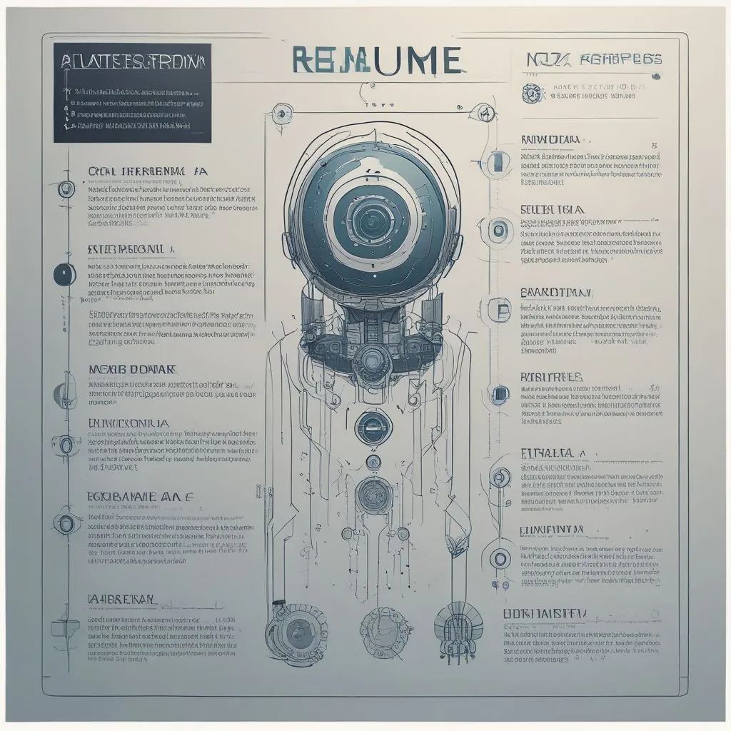 Image of a futuristic resume with AI elements