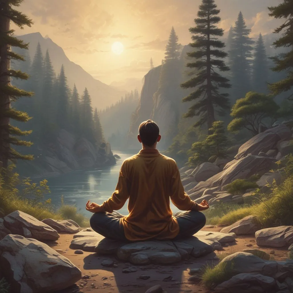 image of a person meditating in nature