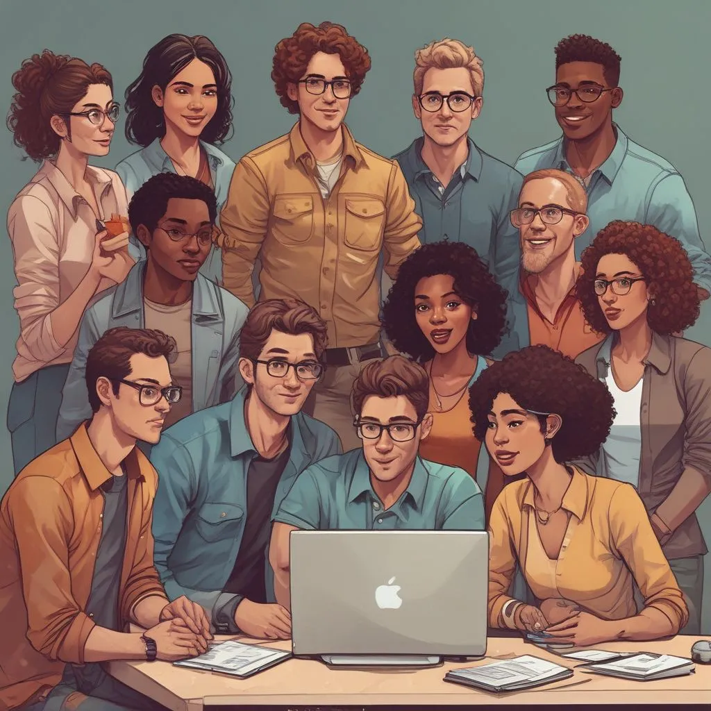 Image of diverse team collaborating online