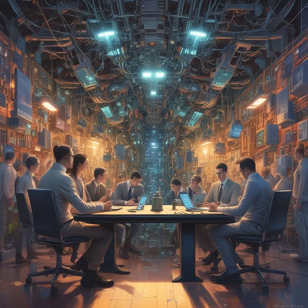 image of professionals collaborating with AI technology