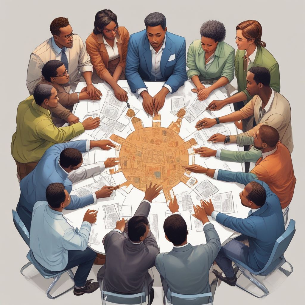 an image showing a group of diverse professionals collaborating and supporting each other