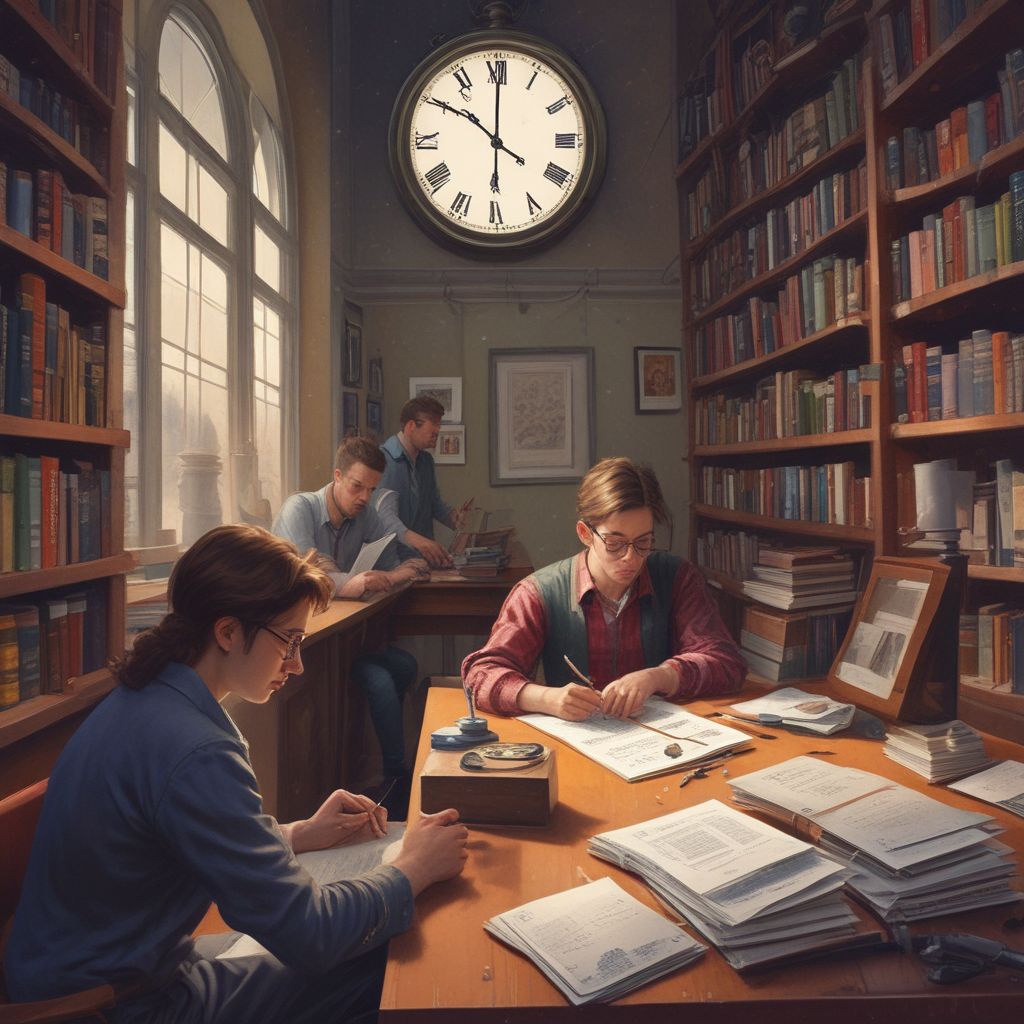 Students managing time effectively in a study environment