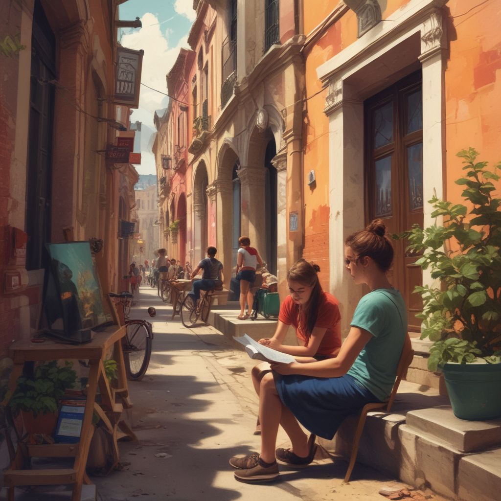 Students creating digital stories during study abroad