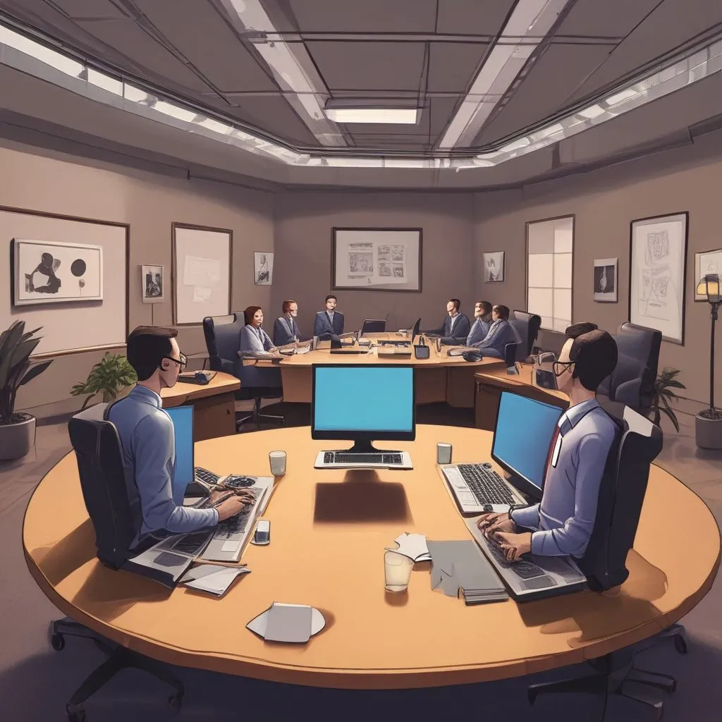 modern virtual interview setup with candidates