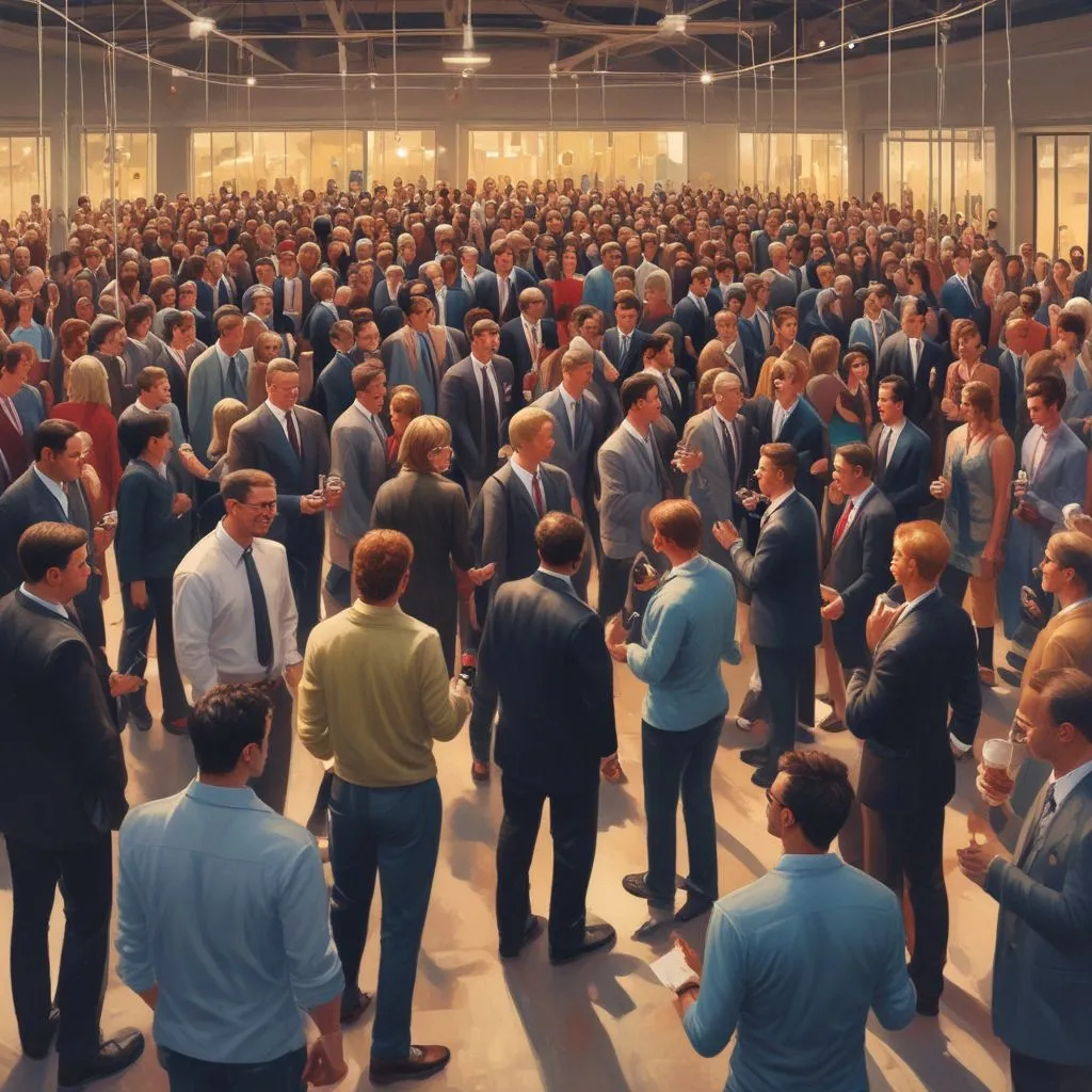 an image of a professional networking event with people engaging