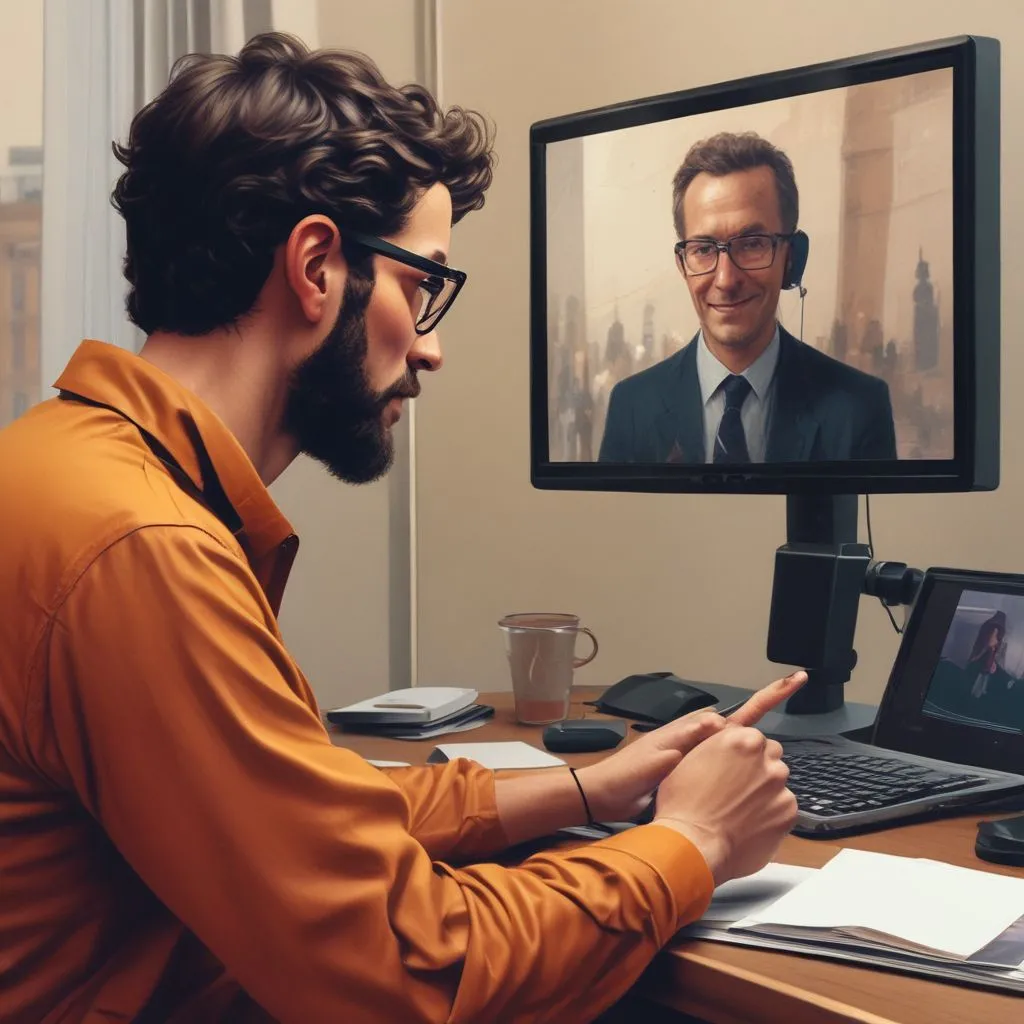 person interviewing via video call