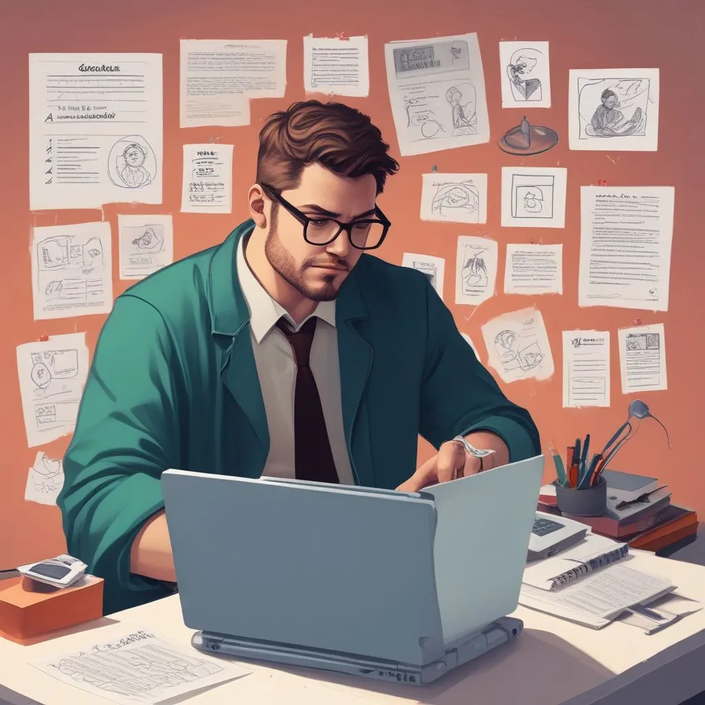 Realistic minimal scene of a student and counsellor reviewing a career roadmap on a laptop with icons for communication, critical thinking, creativity, teamwork; clean desk, soft light