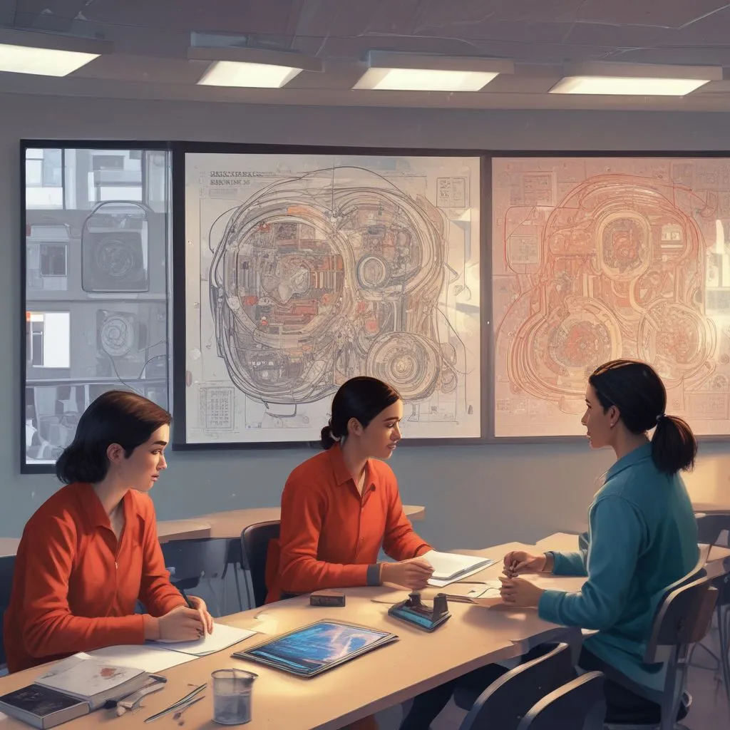 students engaging with AI tools in a classroom