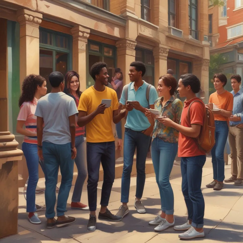 Students interacting in a multicultural environment