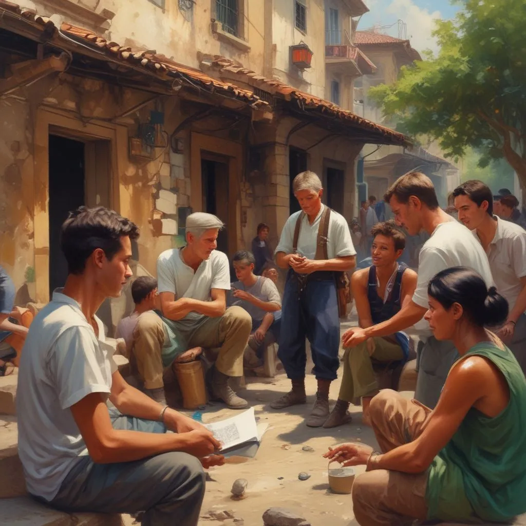 students interacting with locals in a foreign country