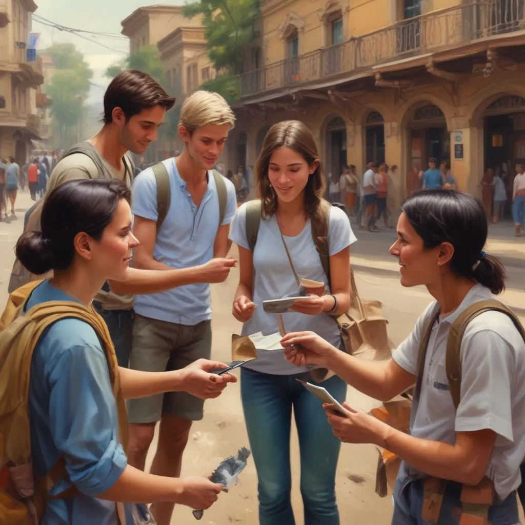 students interacting with locals via language apps