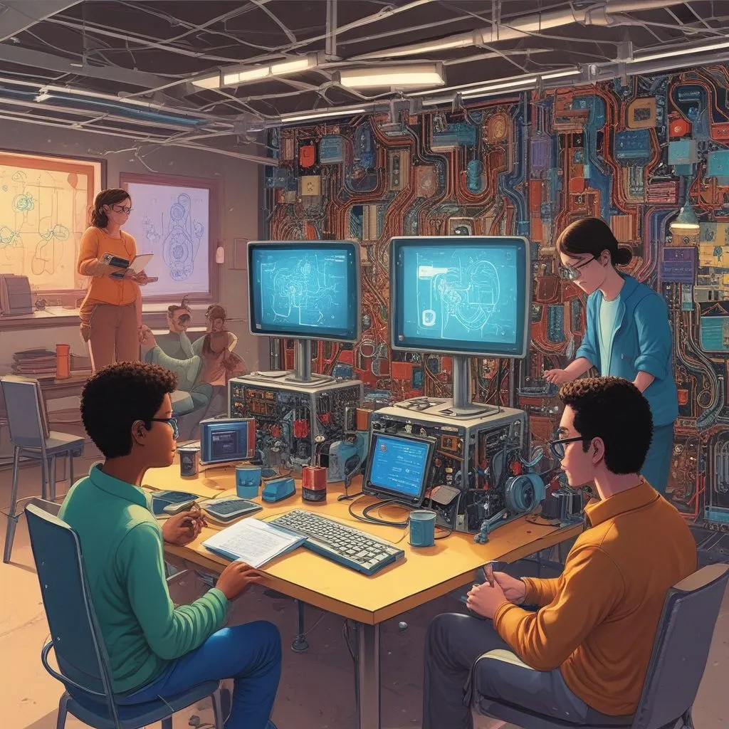 students learning about quantum computing