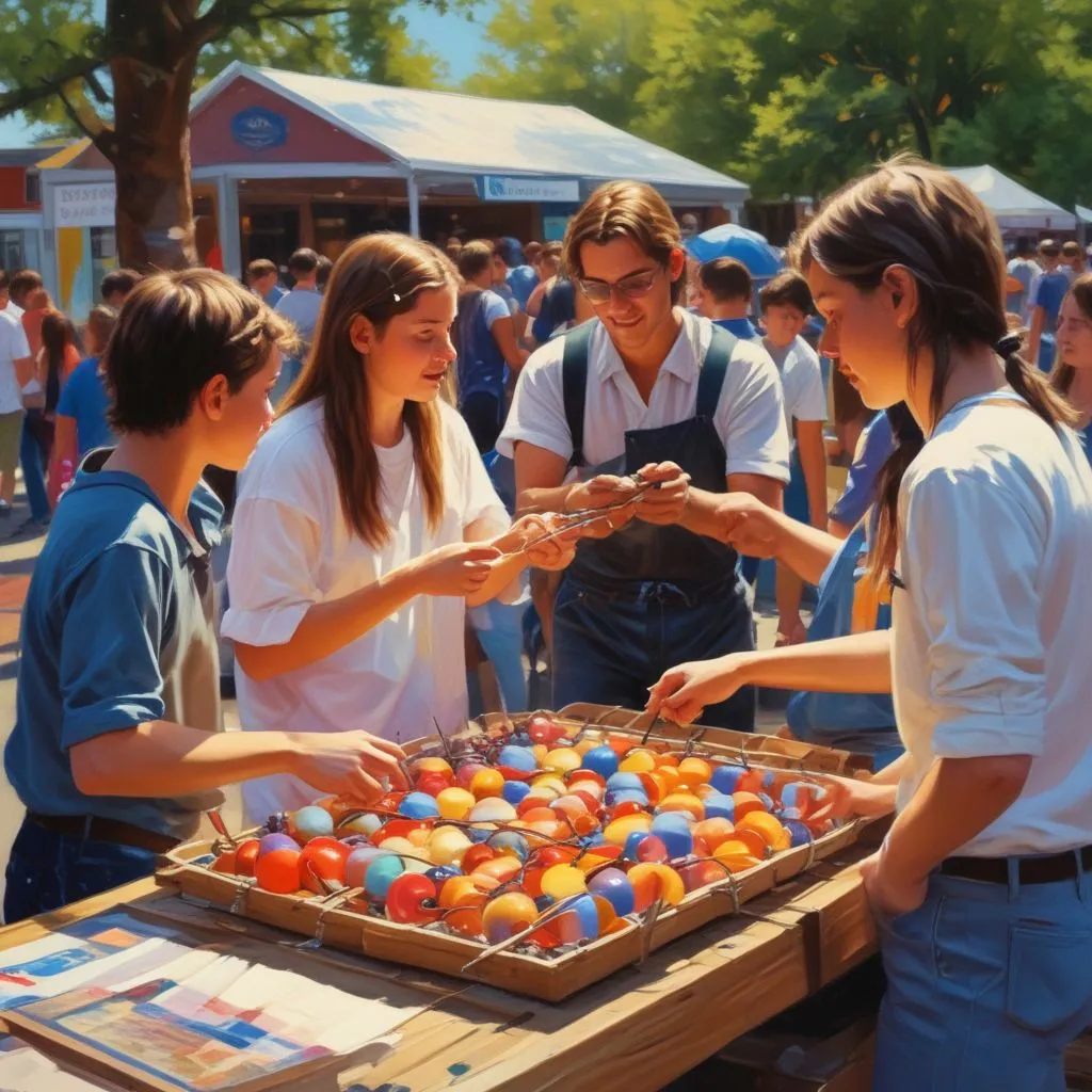 students participating in a local festival
