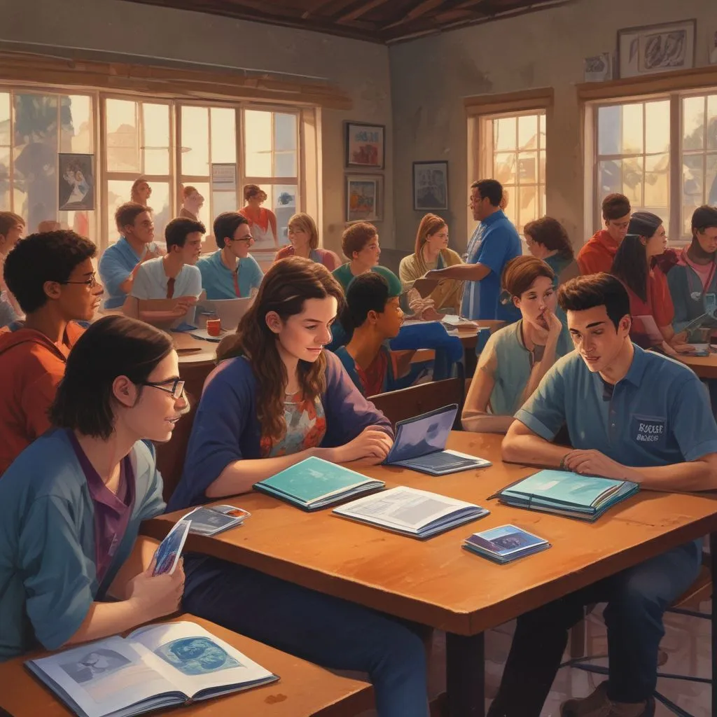 Students participating in a virtual exchange program