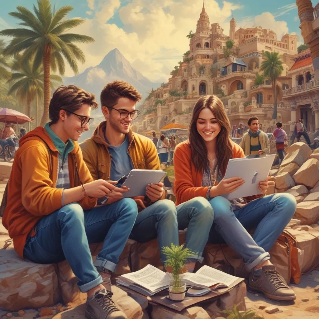 students using social media to connect with fellow travelers