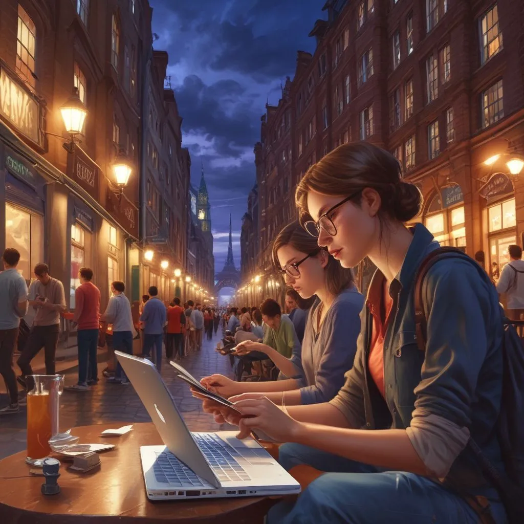 students using technology while traveling abroad