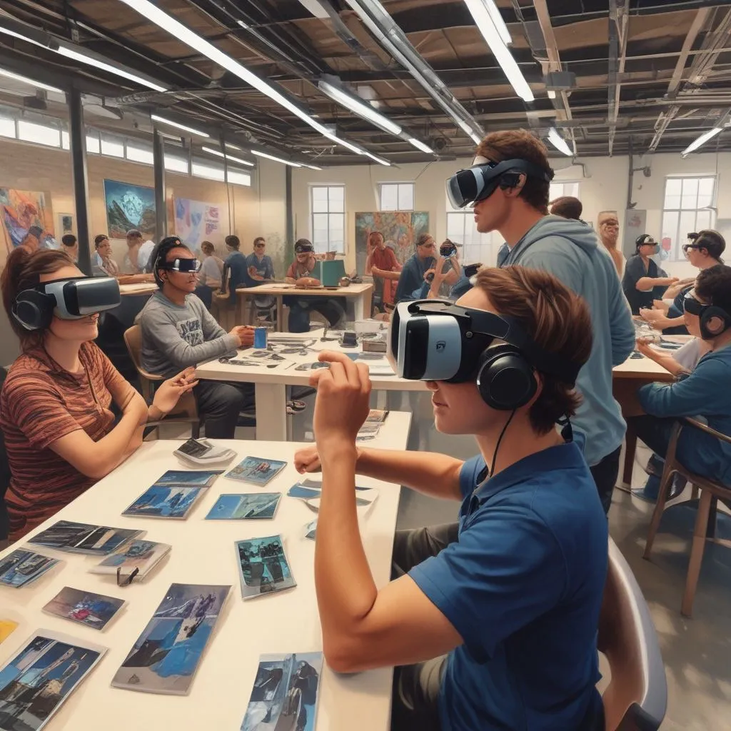 students using virtual reality for skill training