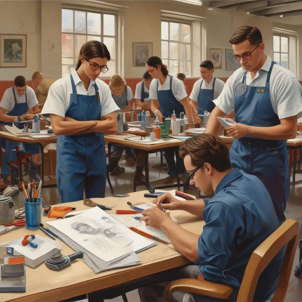 students with different abilities engaged in career training
