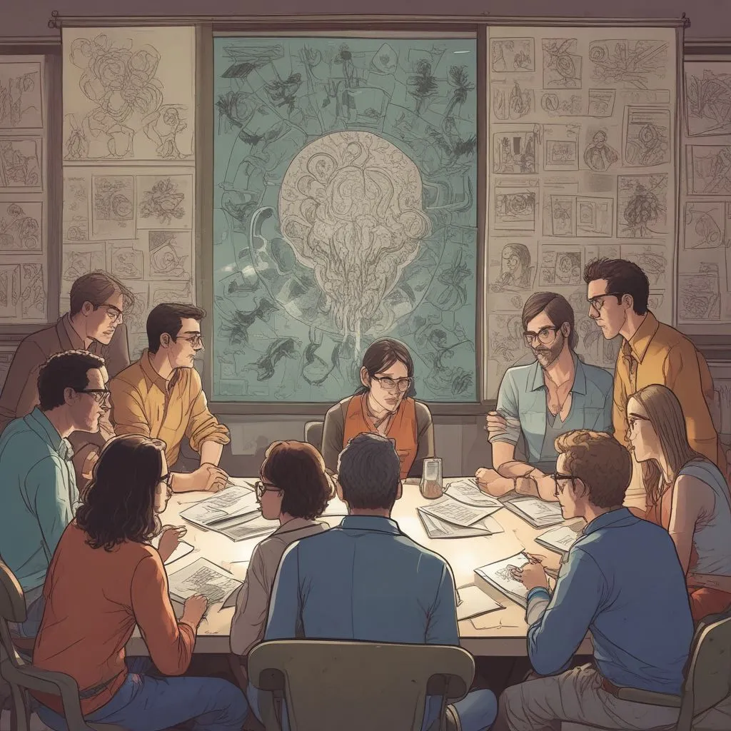 team members of different generations brainstorming