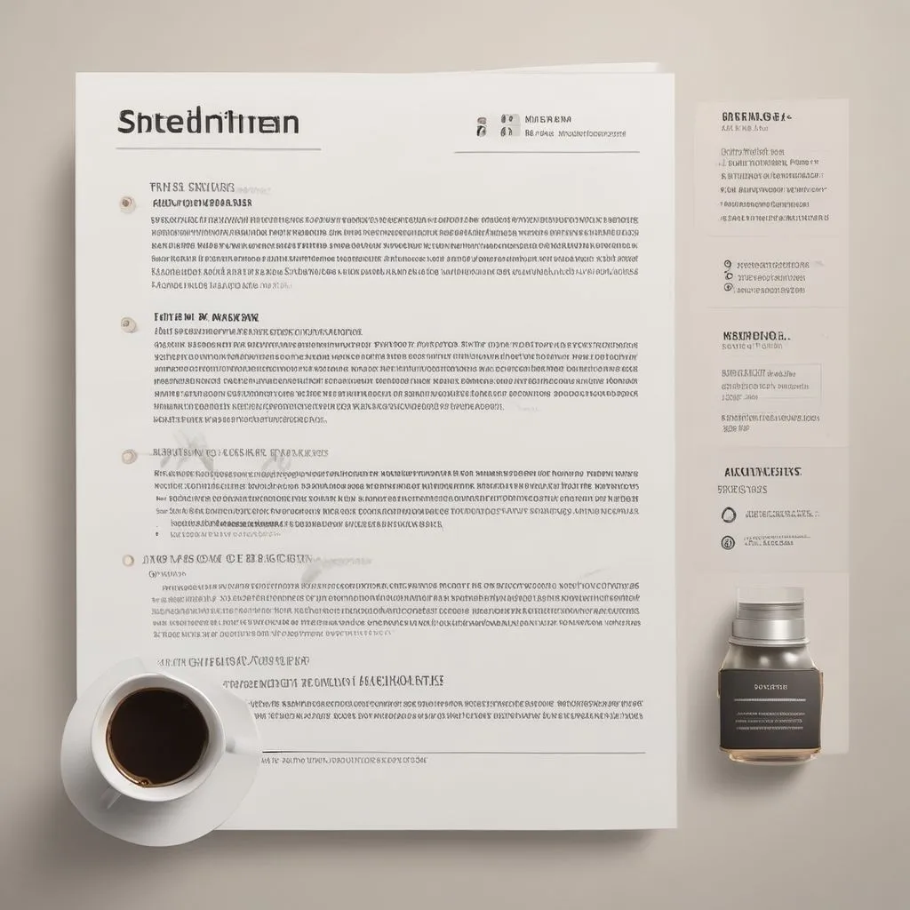 A close-up of a polished Indian student resume with bullet points, a laptop showing LinkedIn profile, and a cup of coffee, clean and professional