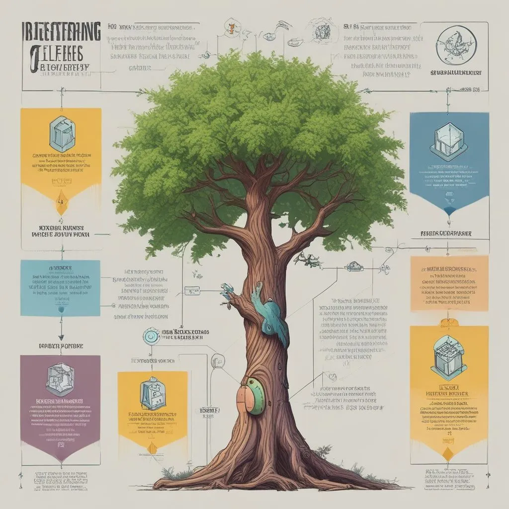 A decision tree: "Do you love engineering and industry?" → B.Tech; "Do you love pure science and research?" → B.Sc, with biotech icons