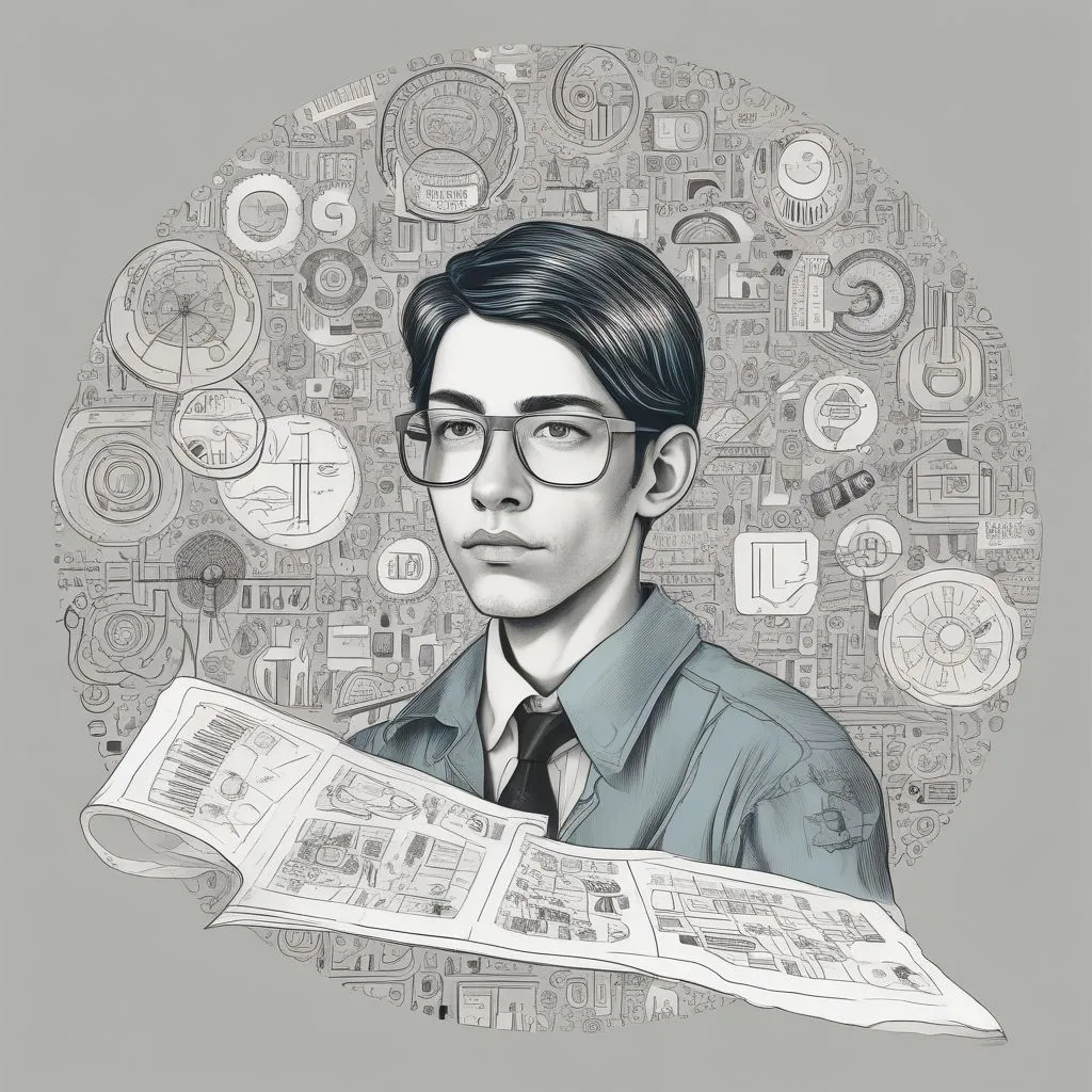 A fresh graduate looking at a roadmap with "Career Path" written on it, with icons of different industries