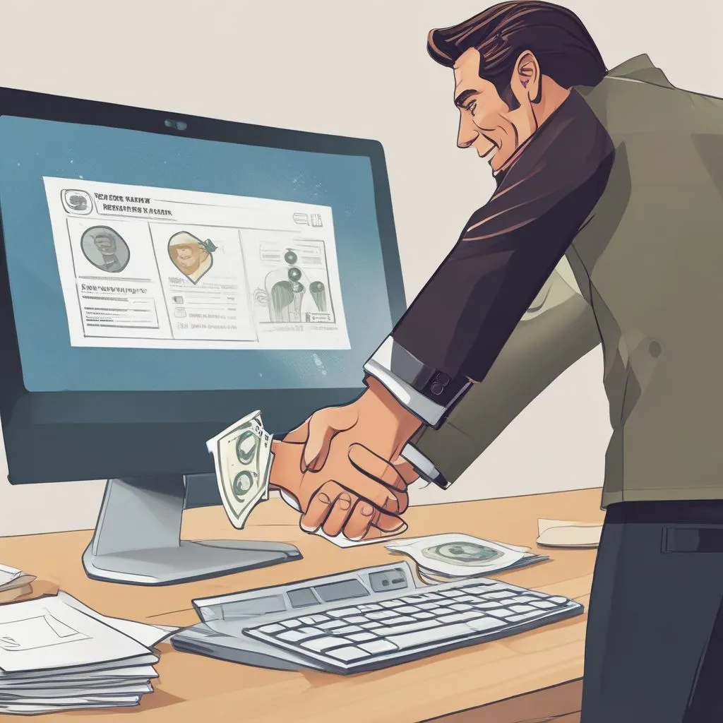 A graphic showing a "Refer a Recruiter" program with a cash reward icon and a handshake, placed on a company intranet page.