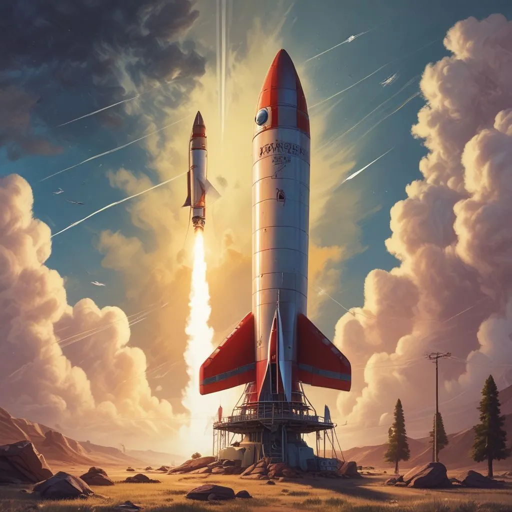 A rocket launching with a signpost showing two arrows: one labeled "B.Tech Engineering" and the other "B.Sc Research"