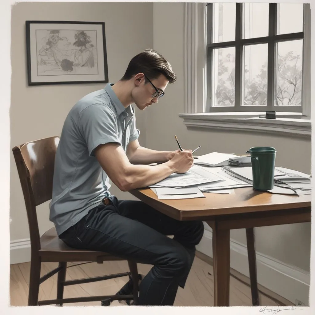A student filling out a work-study application form at a desk
