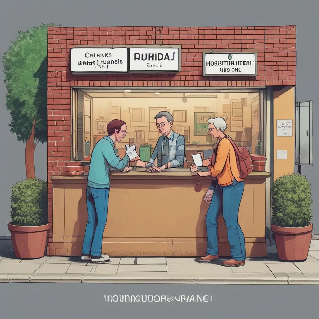 A UK council housing office front desk with a friendly advisor and a "Housing Options" sign