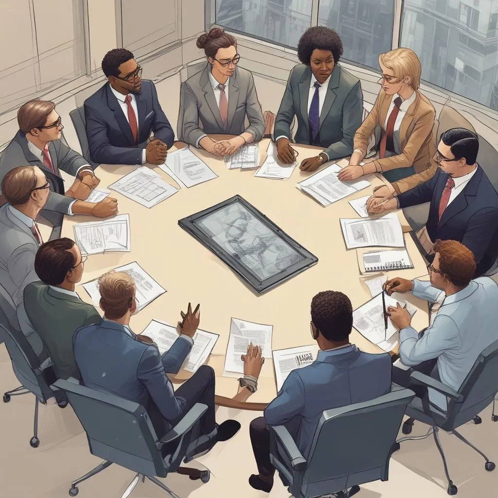 an image of a diverse group of professionals in a finance meeting