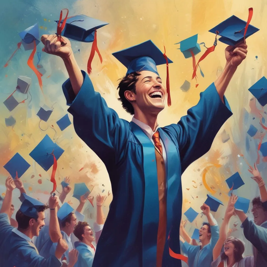 an image of a happy graduate celebrating their MBA