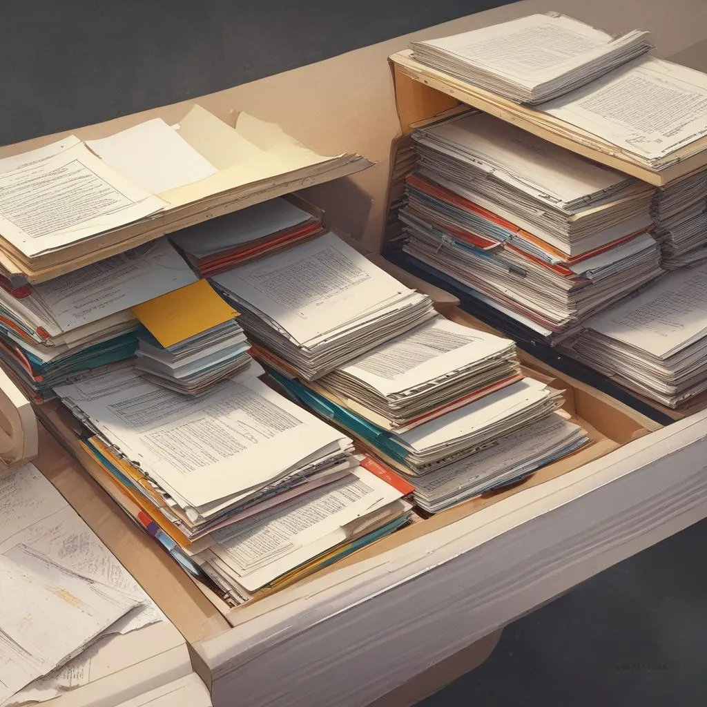 an organized folder with resumes and documents