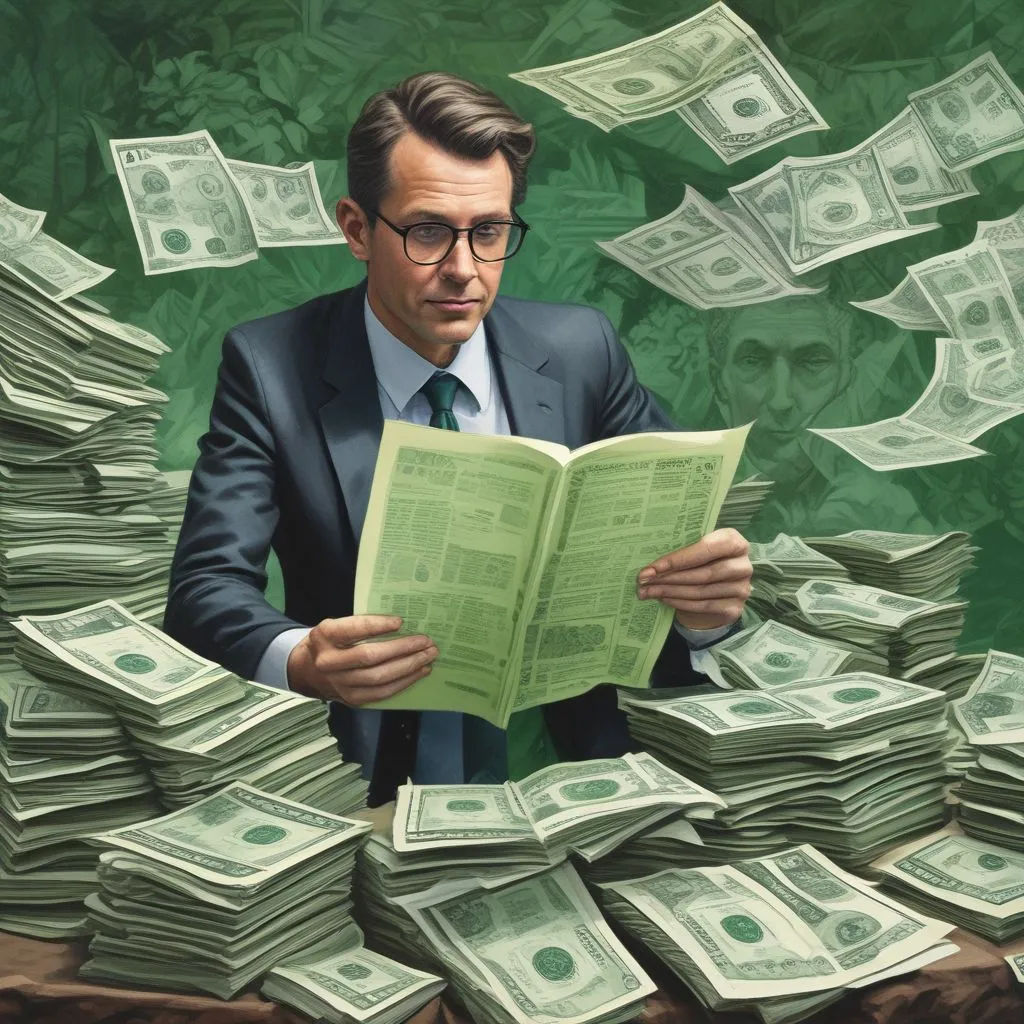 Analyst reviewing green finance reports
