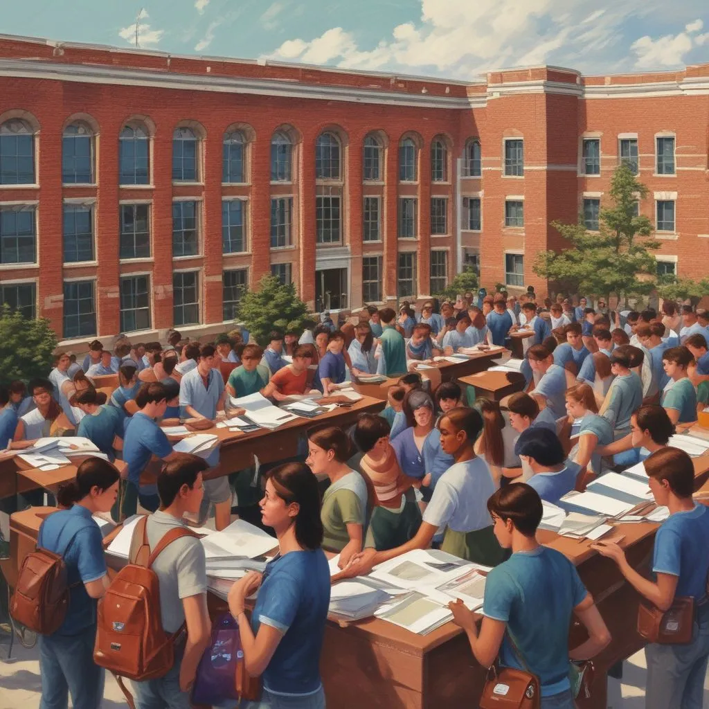 artistic representation of students choosing colleges