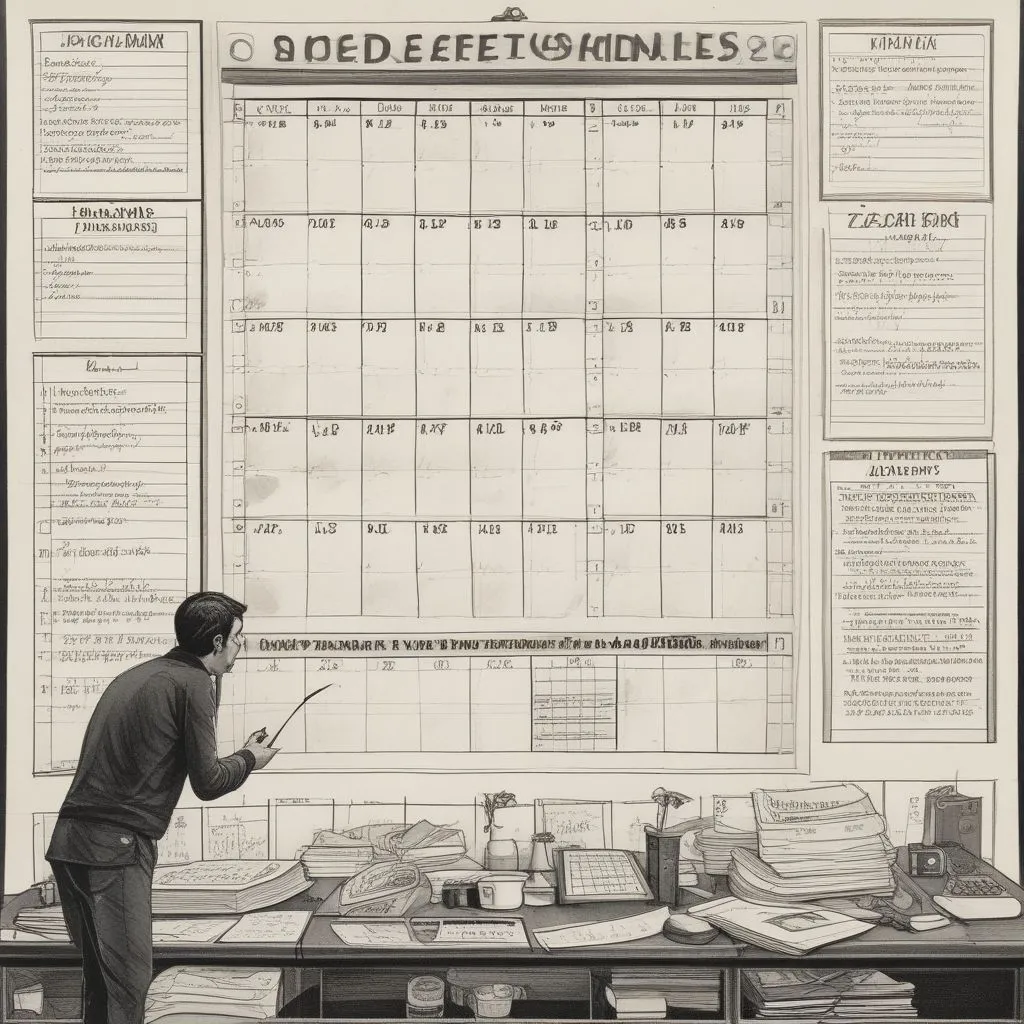 calendar with tasks and deadlines