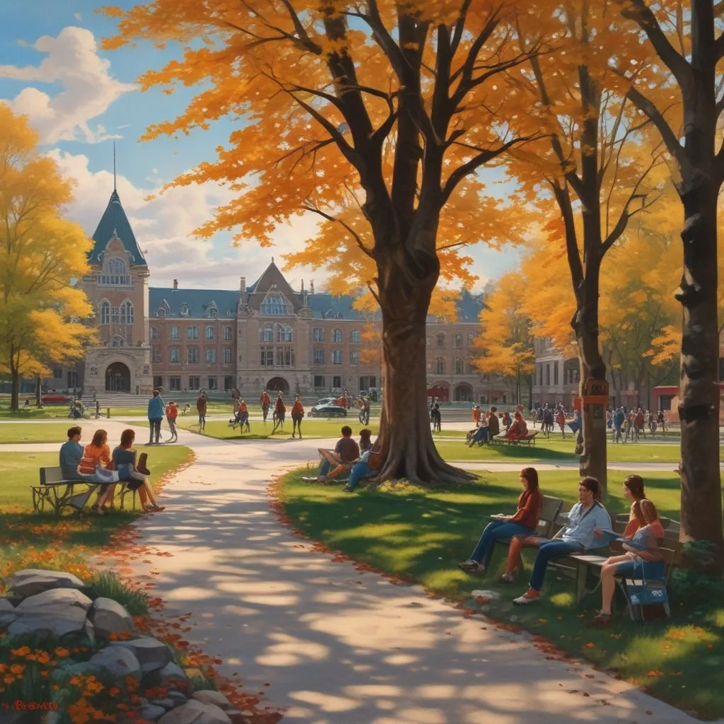 Canadian university campus with students