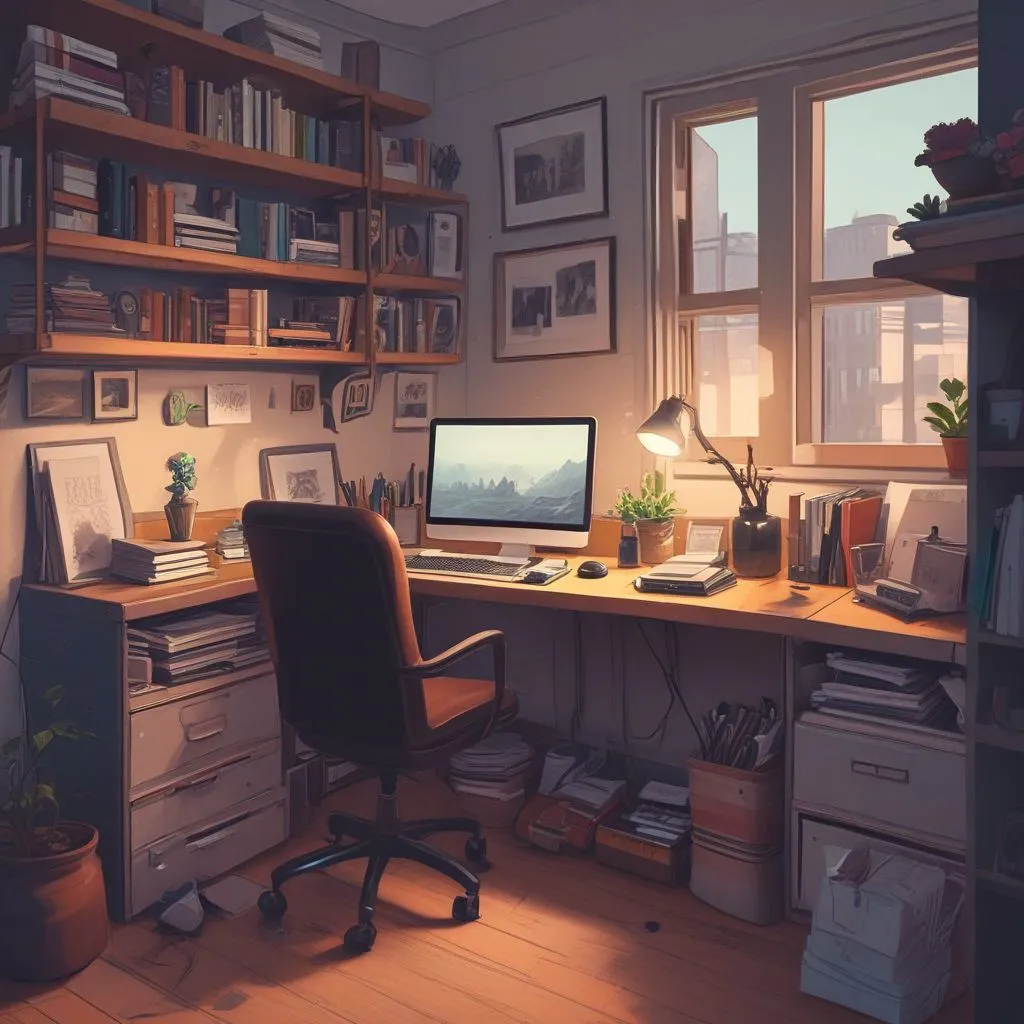 clean and organized workspace for online interview