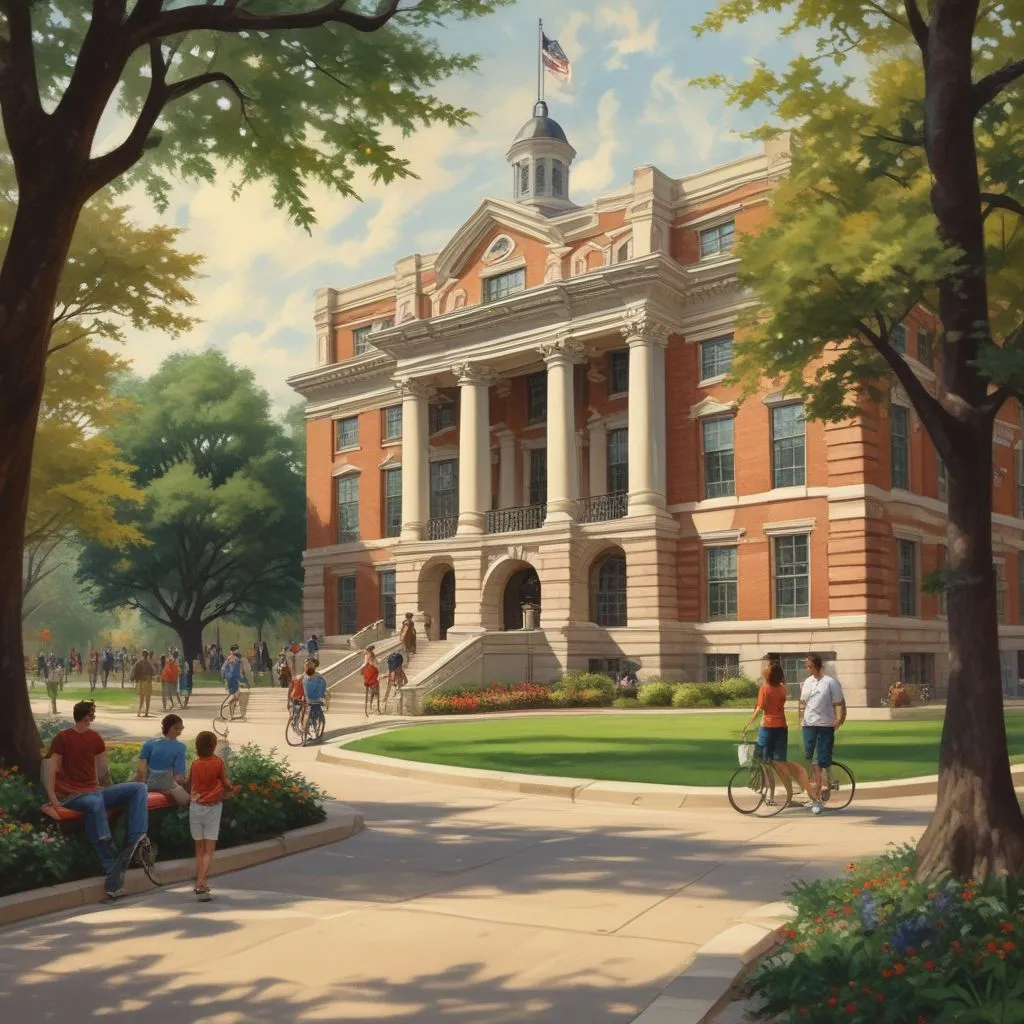 College campus images related to finance